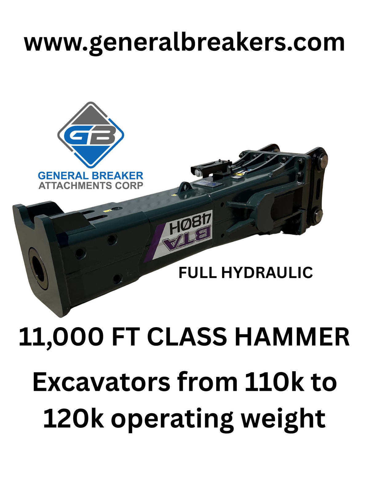 11,000ftlb. Class Full Hydraulic Hammer