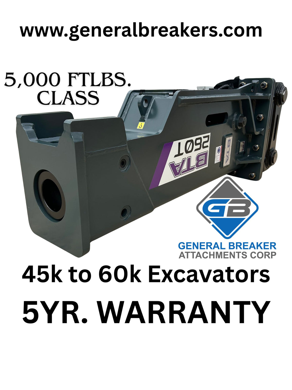 5,000 ftlb. Hydraulic Hammer